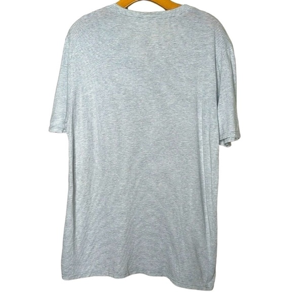 Marine Layer Short Sleeve Henley Supima Cotton Micro Modal Striped Shirt Gray M - Picture 3 of 13